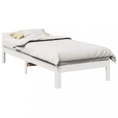 vidaXL Cadru de pat fără saltea, alb, 80x200 cm, lemn masiv de pin