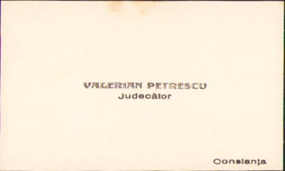 HST A2267 Carte de vizită judecător Valerian Petrescu Constanța anii 1930 foto