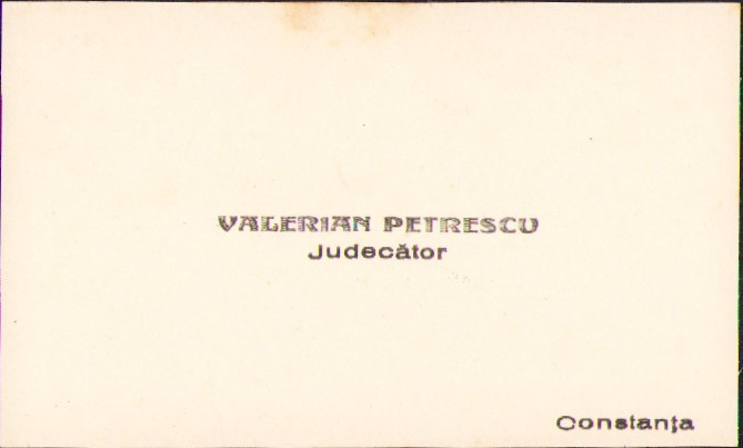 HST A2267 Carte de vizită judecător Valerian Petrescu Constanța anii 1930