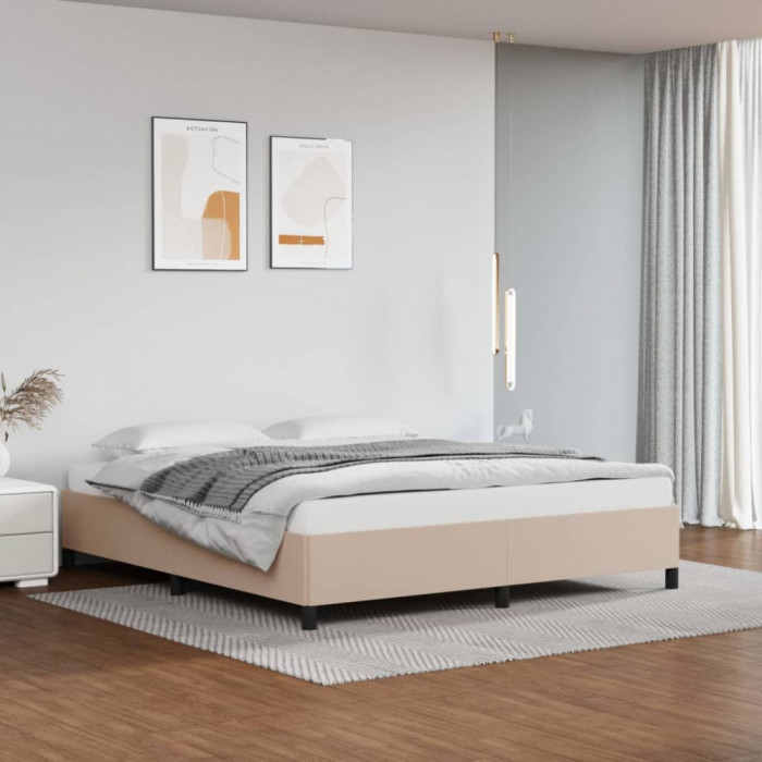 vidaXL Cadru de pat, cappuccino, 180x200 cm, piele ecologică
