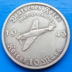 Adolf Hitler 1943 Avion Messerschmitt 10 Reichs Mark 38mm