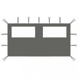 Perete Lateral Foisor 4x2m Antracit vidaXL, Panou Cort Gradina cu Fereastra PVC, Protectie Vant