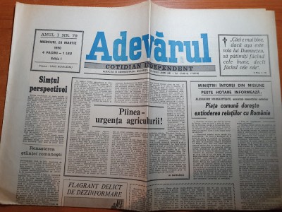 ziarul adevarul 28 martie 1990-art. despre confruntarea de la targu mure foto