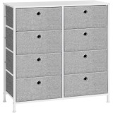 SONGMICS Comoda cu 8 sertare din material textil, cadru metalic si blat MDF, 80x30x81 cm, gri si alb Household NewTrend