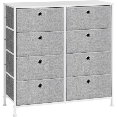 SONGMICS Comoda cu 8 sertare din material textil, cadru metalic si blat MDF, 80x30x81 cm, gri si alb Household NewTrend foto