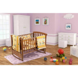 Set patut bebe, Somnart, cearceaf cu elastic pentru saltea 60x120x10, pernuta 37&times;55, pilota 100&times;105, aparatori 180x45, model Honey