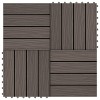 Plăci podea &icirc;n relief, WPC, 11 buc, 30x30 cm, 1 mp, maro &icirc;nchis