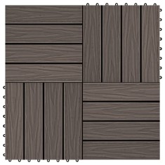 vidaXL Plăci podea &icirc;n relief, WPC, 11 buc, 30x30 cm, 1 mp, maro &icirc;nchis