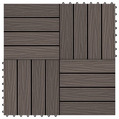 Plăci podea &amp;icirc;n relief, WPC, 11 buc, 30x30 cm, 1 mp, maro &amp;icirc;nchis foto