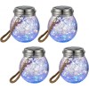 Set 4 Lampi Solare Borcan Sticla Crack, Felinar IP65 Glob LED Multicolor