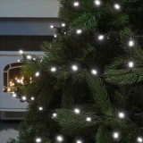 Instalatie de craciun beculet in 6 colturi, 8 jocuri de lumini, liniara, 17 m, din care 1 m cablu priza 220v, 200 led, controler, fir negru, alb rece, Oem