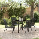 VidaXL Set de masă pentru grădină 5 pcs Negru Textilene și oțel
