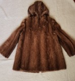 Haina Dama Blana Naturala Jder Bej Maro Spicat SAGA MINK Gluga, Made in Italy, Marimea L/XL