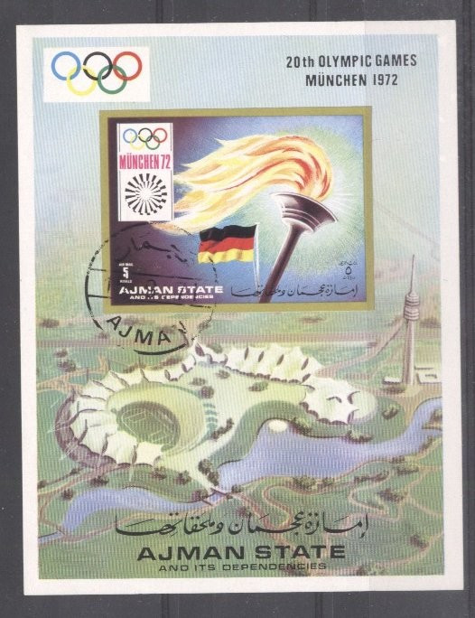 Ajman 1971 Sport, Olympics, imperf. sheet, used T.134