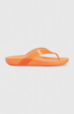 Crocs șlapi Splash Glossy Flip femei, culoarea portocaliu, cu toc plat, 208534