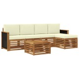 vidaXL Set de canapele de exterior cu pernă 6 pcs Natural și Crem 3384251
