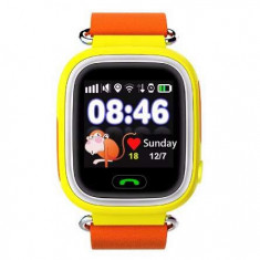 Ceas Smartwatch Copii Techstar? Q90, 1.22 inch IPS, Slot Cartela SIM, Bluetooth 4.0, Tracker GPS, AGPS, LBS, WIFI, Buton SOS, Apelare, Portocaliu foto