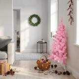 vidaXL Jumătate brad de Crăciun artificial cu suport, roz, 120 cm, PVC 344670