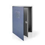 Caseta de valori tip carte Nedis, 25.5 x 19 x 5.8 cm, otel, albastru