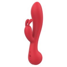 Vibrator Iepuras Amour Camille, 10 Moduri Vibratii, Silicon, USB, Rosu, 22 cm
