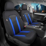 Cumpara ieftin Set 2 huse scaune auto Bremer Sitzbezuge, material textil respirabil, scaune fata, compatibil tetiere detasabile, negru cu albastru, 6 piese
