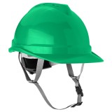 Casca industriala verde cu chinga sub barbie si reglaj 52-64 cm