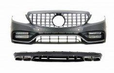 Bara Fata &amp;amp; Grila cu Difuzor si Ornamente Evacuare Mercedes C-Class W205 S205 AMG Sport Line (2014-2020) C63S Design Performance AutoTuning foto
