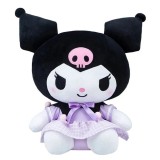 Jucarie de plus, Hello Kitty, Kuromi in rochita, Mov, 30 cm