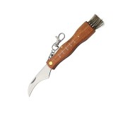 Briceag pentru ciuperci DEPOX&reg;, otel inoxidabil, cu perie, maner din lemn, 21 cm, maro