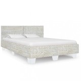 vidaXL Cadru de pat, gri, 160 x 200 cm, ratan natural