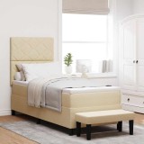 Cumpara ieftin Pat cu arcuri cu headboard Crem 80 x 200 cm tesatura