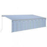 Cumpara ieftin Copertina retractabila manual cu stor&amp;LED,albastru&amp;alb, 5x3 m