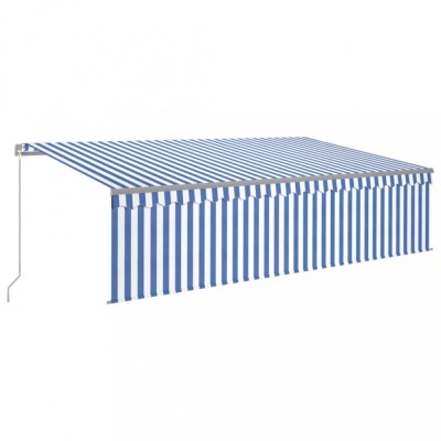 Copertina retractabila manual cu stor&amp;amp;LED,albastru&amp;amp;alb, 5x3 m foto