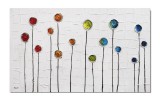 Cumpara ieftin Tablou modern pictat manual, Flori in abstract, 100x60cm ulei pe panza in cutit efect 3D, spectaculos