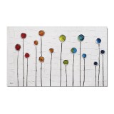 Tablou modern pictat manual, Flori in abstract, 100x60cm ulei pe panza in cutit efect 3D, spectaculos