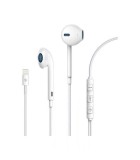 Casti Audio HandsFree Stereo iPhone Lightning Devia, Microfon, Alb