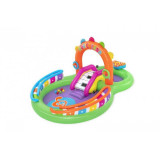 Piscina gonflabila pentru copii, de joaca, cu tobogan, 295x190x137 cm, Bestway Sing &#039;n Splash, Multicolor, Oval