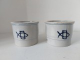 Lot 2 vase ceramice cu simbol crestin peste si scris Ro-ma, gresie