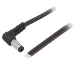 Cablu DC 5,5/2,1 Mufă Unghi Negru 1,5m 2x0,75mm&sup2;, WEST POL