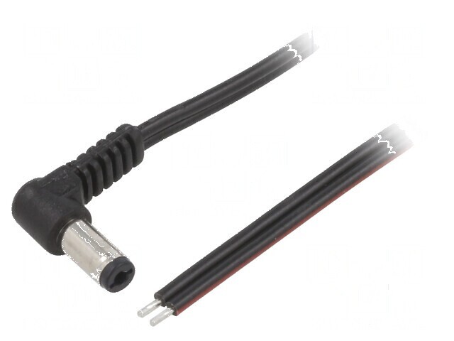 Cablu DC 5,5/2,1 Mufă Unghi Negru 1,5m 2x0,75mm&sup2;