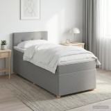 Cumpara ieftin Pat boxspring cu saltea Gri deschis 80 x 200 cm Tesatura