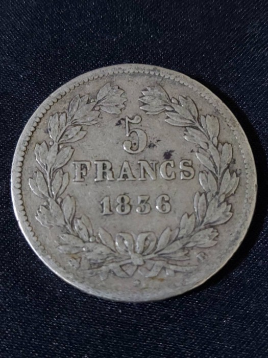 Franța 1836 B - 5 Franci - Monedă de argint
