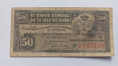 Cuba-50 Centavos 1896 foto