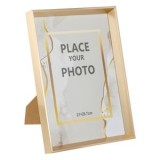 Rama foto aurie cu cadru lat, 21x29.7 cm, metal, pentru perete sau masa, CMCLASS
