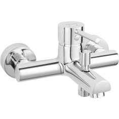 Baterie perete cada/dus Ferro Linus BLX1, 10 bar presiune maxima, 1/2 x 3/4 racord excentric, 90&deg;C temperatura apa maxima, crom, maner din zinc, fara