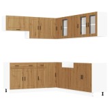 Cumpara ieftin Set dulap de bucatarie 11 piese &bdquo;Porto&rdquo; stejar artizanal lemn