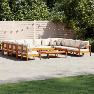vidaXL Set de canapele de grădină cu perne 10 piese lemn masiv acacia foto