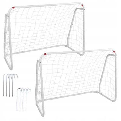 Set 2 porti de fotbal metalice, 96x124cm, profil 28mm, cu elemente de fixare Household NewTrend foto