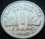 Moneda istorica 1 FRANC - FRANTA, anul 1942 * cod 90
