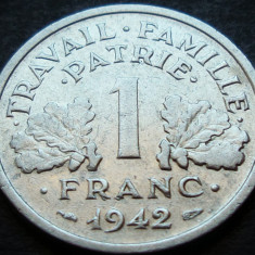 Moneda istorica 1 FRANC - FRANTA, anul 1942 * cod 90